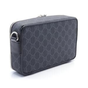 Gucci GG Supreme Shoulder Bag Canvas Leather Black